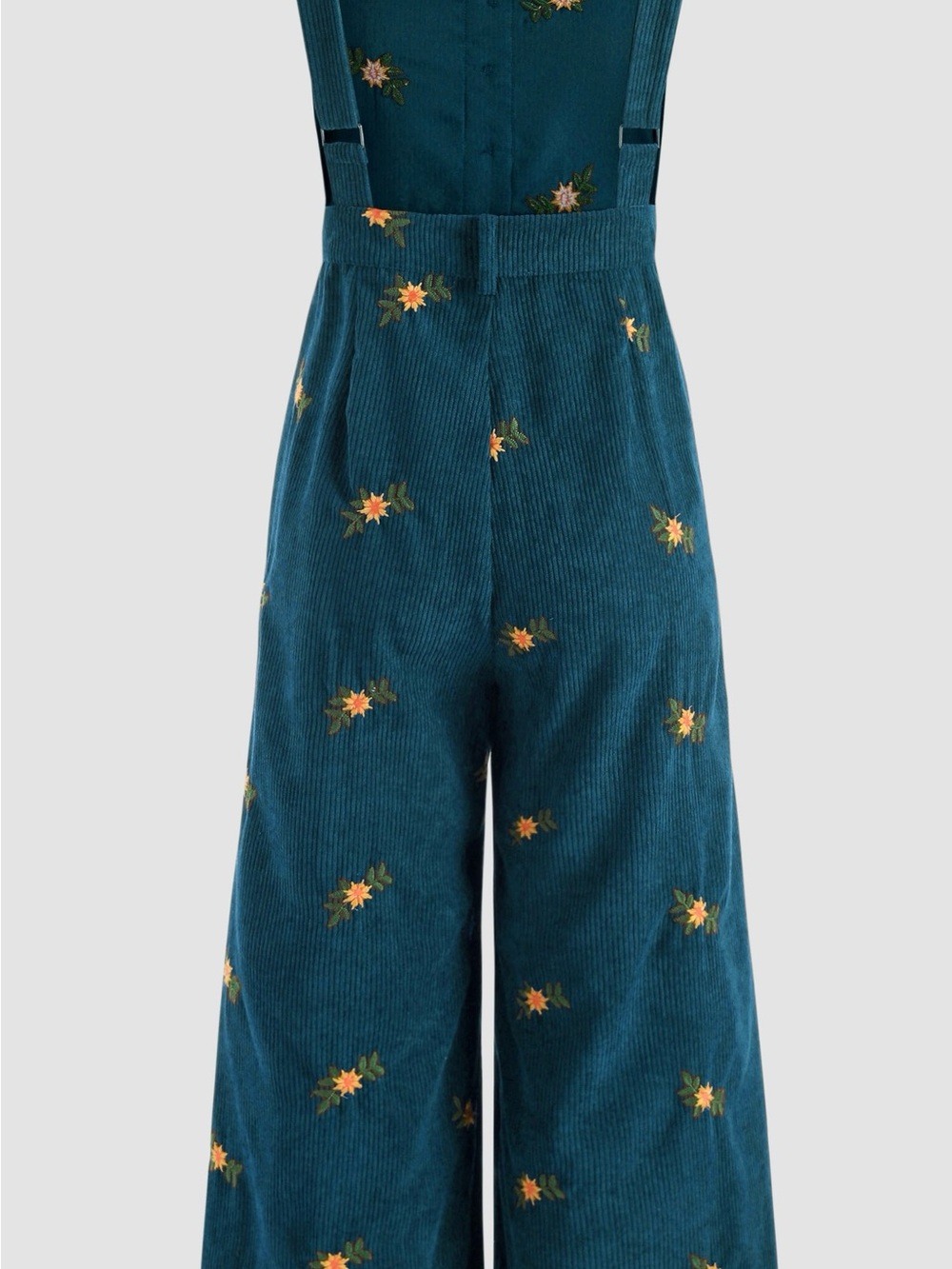 NWT CIDER Ditsy Corduroy Wide-Leg Jumpsuit with Embroidered Flowers - Picture 2 of 4